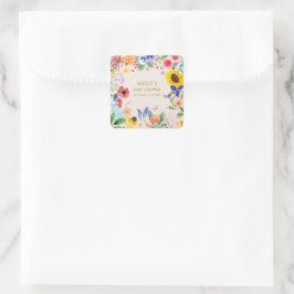 小さな野生の花のママへ蜂の赤ちゃんシャワー スクエアシール