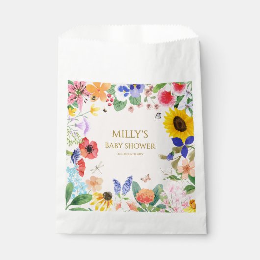 小さな野生の花のママへ蜂の赤ちゃんシャワー フェイバーバッグ (正面)
