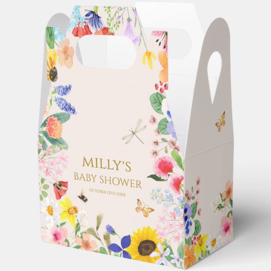 小さな野生の花のママへ蜂の赤ちゃんシャワー フェイバーボックス (見開き)