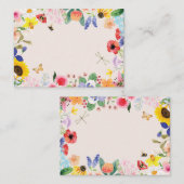 小さな野生の花のママへ蜂の赤ちゃんシャワー プレイスカード (正面/裏面)