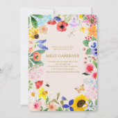 小さな野生の花のママへ蜂の赤ちゃんシャワー 招待状 (正面)