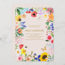 小さな野生の花のママへ蜂の赤ちゃんシャワー 招待状