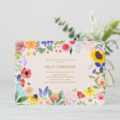 小さな野生の花のママへ蜂の赤ちゃんシャワー 招待状 (スタンド正面)