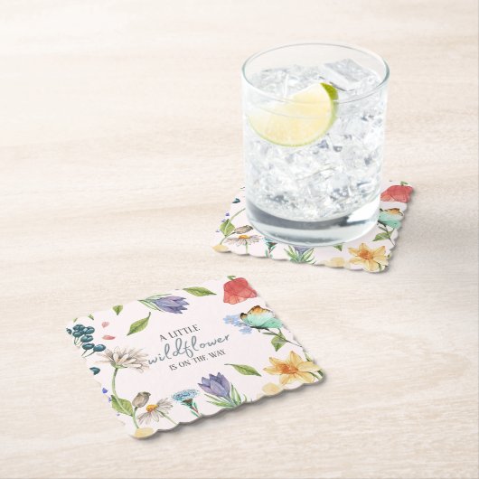 小さな野生の花の女の子のシャワーピンク ペーパーコースター (インサイチュ)