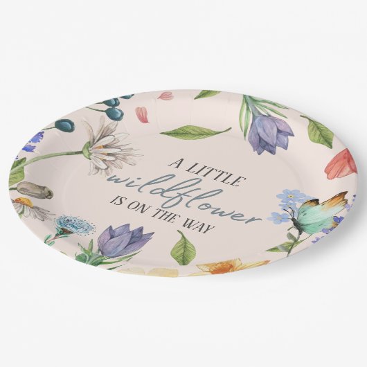 小さな野生の花の女の子のシャワーピンク ペーパープレート (アングル)