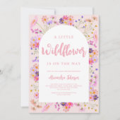 小さな野生の花の少女ベイビーシャワー 招待状 (正面)