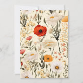 小さな野生の花の少女ベイビーシャワー 招待状 (裏面)