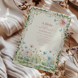 小さな野生の花の少女ベイビーシャワー 招待状