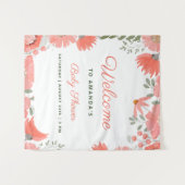 小さな野生の花の少女 ピーチ ベイビー シャワー タペストリー (正面(横))