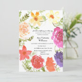 小さな野生の花の少女 ベビーシャワーのためのリース 招待状 (スタンド正面)