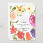 小さな野生の花の少女 ベビーシャワーのためのリース 招待状 (正面/裏面)