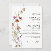 小さな野生の花の結婚式招待状 招待状 (正面)