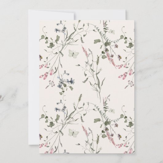 小さな野生の花の自然フローラ女の子の赤ちゃんシャワー 招待状 (裏面)