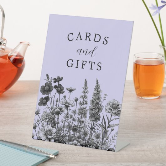 小さな野生の花の赤ちゃんシャワーカードとギフトシグ 台座サイン (インサイチュ)