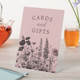 小さな野生の花の赤ちゃんシャワーカードとギフトシグ 台座サイン