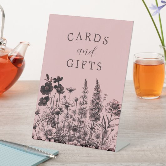 小さな野生の花の赤ちゃんシャワーカードとギフトシグ 台座サイン (インサイチュ)