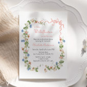 小さな野生の花ピンクの弓のベビーガールの赤ちゃんシャワー 招待状