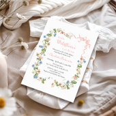 小さな野生の花ピンクの弓のベビーガールの赤ちゃんシャワー 招待状