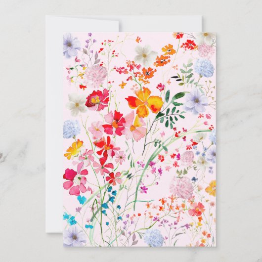 小さな野生の花ピンクの花女の子の赤ちゃんシャワー 招待状 (裏面)
