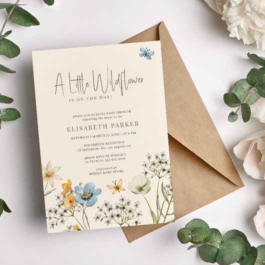 小さな野生の花ボホ春フローラの赤ちゃんシャワー 招待状