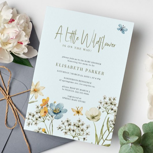 小さな野生の花ボホ春フローラの赤ちゃんシャワー 招待状