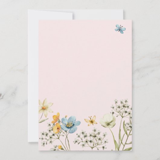 小さな野生の花ボホ春フローラの赤ちゃんシャワー 招待状 (裏面)