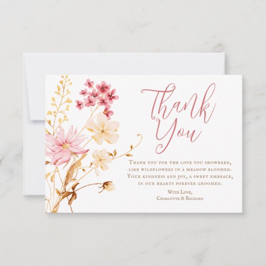 小さな野生の花ボホ赤ちゃんシャワーありがとう車 サンキューカード (正面)