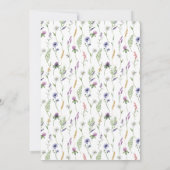 小さな野生の花ラベンダーのフローラの赤ちゃんシャワー 招待状 (裏面)