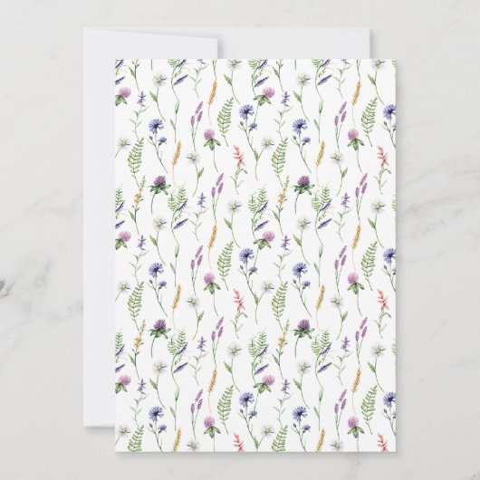 小さな野生の花ラベンダーのフローラの赤ちゃんシャワー 招待状 (裏面)