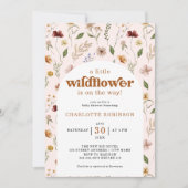 小さな野生の花 フラワーの女の子 ベイビーシャワー 招待状 (正面)