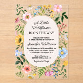 小さな野生の花、フローラの赤ちゃんシャワー アクリル招待状 (正面)