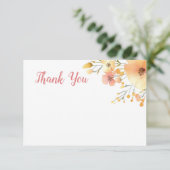 小さな野生の花boho水の色の赤ちゃんシャワー サンキューカード (スタンド正面)