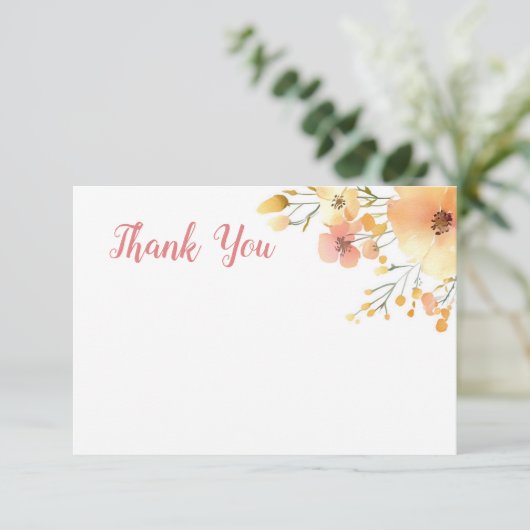 小さな野生の花boho水の色の赤ちゃんシャワー サンキューカード (スタンド正面)