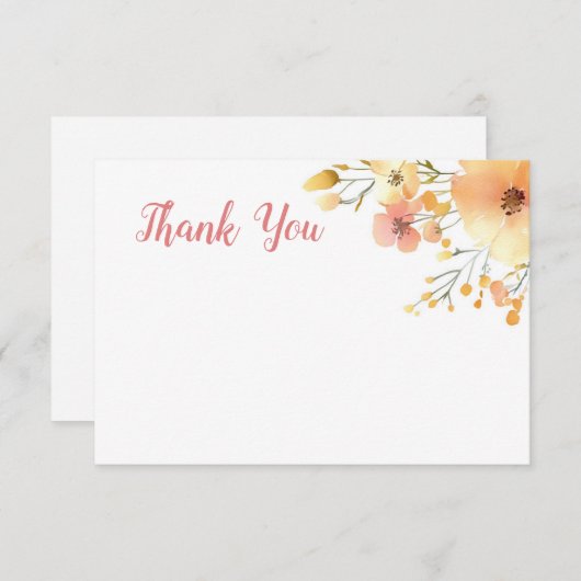 小さな野生の花boho水の色の赤ちゃんシャワー サンキューカード (正面/裏面)