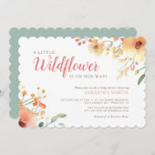 小さな野生の花boho水の色の赤ちゃんシャワー 招待状 (正面/裏面)