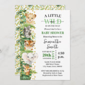 小さな野生の赤ちゃんがやってくる！サファリ動物のシャワープレゼント 招待状 (正面/裏面)