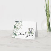 小さな野生の1つのサファリゾウの折り畳み サンキューカード (正面)