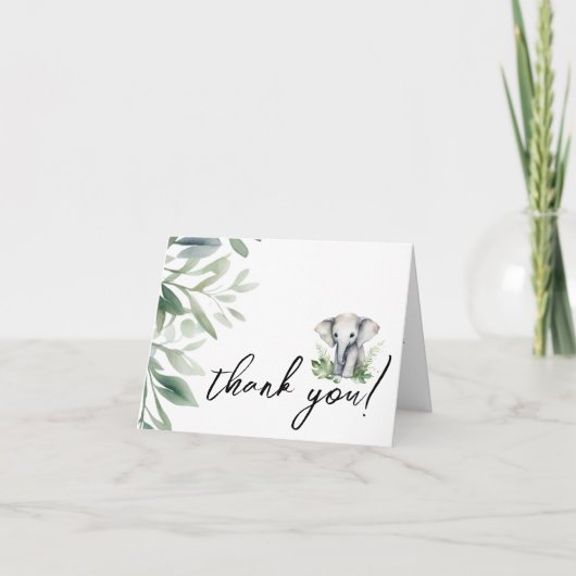 小さな野生の1つのサファリゾウの折り畳み サンキューカード (正面)