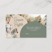 小さな野生の1つのサファリ動物おむつラッフル エンクロージャーカード (正面)