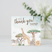 小さな野生の1つのサファリ動物の赤ちゃんシャワー サンキューカード (スタンド正面)