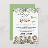 小さな野生の1つのサファリ動物の赤ちゃんシャワー サンキューカード (正面/裏面)