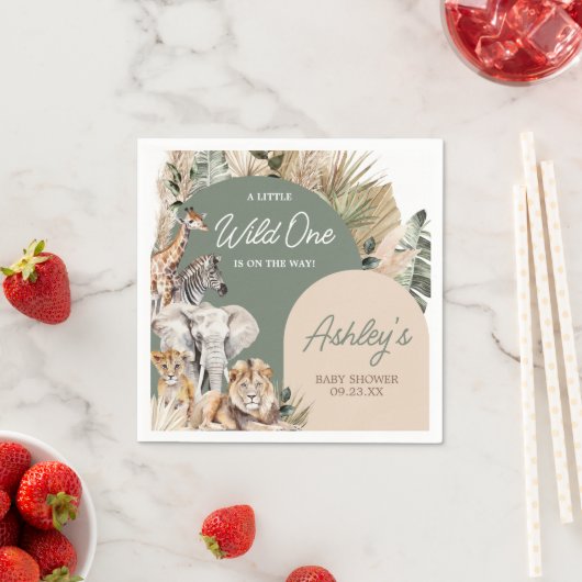 小さな野生の1つのサファリ動物の赤ちゃんシャワー スタンダードカクテルナプキン (インサイチュ)