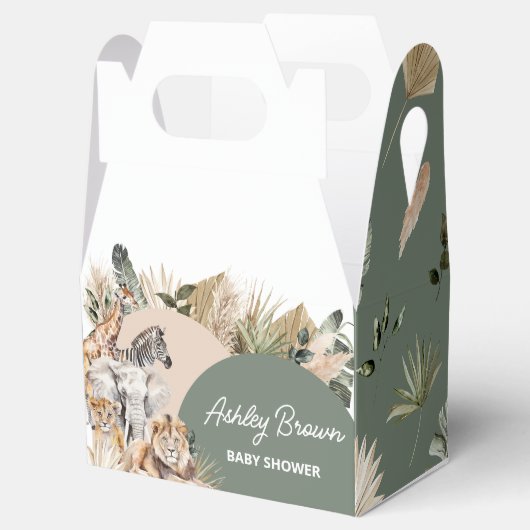 小さな野生の1つのサファリ動物の赤ちゃんシャワー フェイバーボックス (オープン)