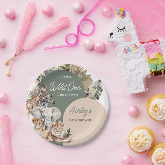 小さな野生の1つのサファリ動物の赤ちゃんシャワー ペーパープレート (パーティー)