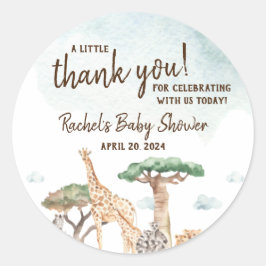 小さな野生の1つのサファリ動物の赤ちゃんシャワー ラウンドシール