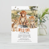 小さな野生の1つのサファリ動物の赤ちゃんシャワー 招待状 (スタンド正面)