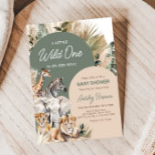 小さな野生の1つのサファリ動物の赤ちゃんシャワー 招待状