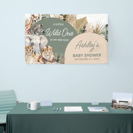 小さな野生の1つのサファリ動物の赤ちゃんシャワー 横断幕 (トレードショー)