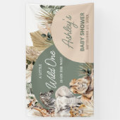 小さな野生の1つのサファリ動物の赤ちゃんシャワー 横断幕 (縦)