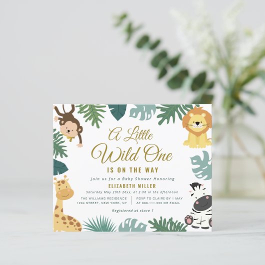 小さな野生の1つの森の赤ちゃんシャワーの招待状 (スタンド正面)